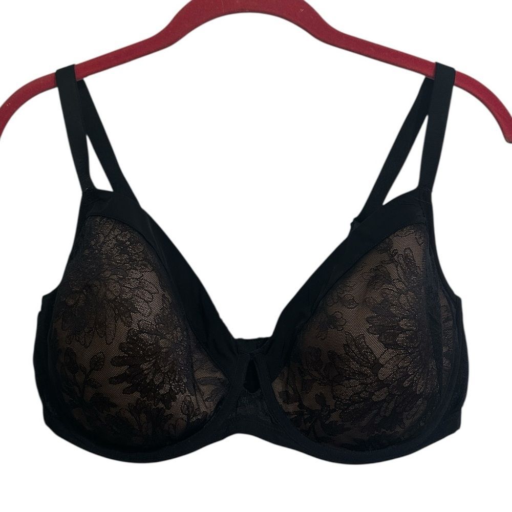 Soma Lightest Lift Perfect Coverage Bra 38DDD Black Lace Underwire